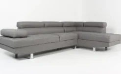 Canapé d'angle avec têtières relevables Alfa Tissu Gris