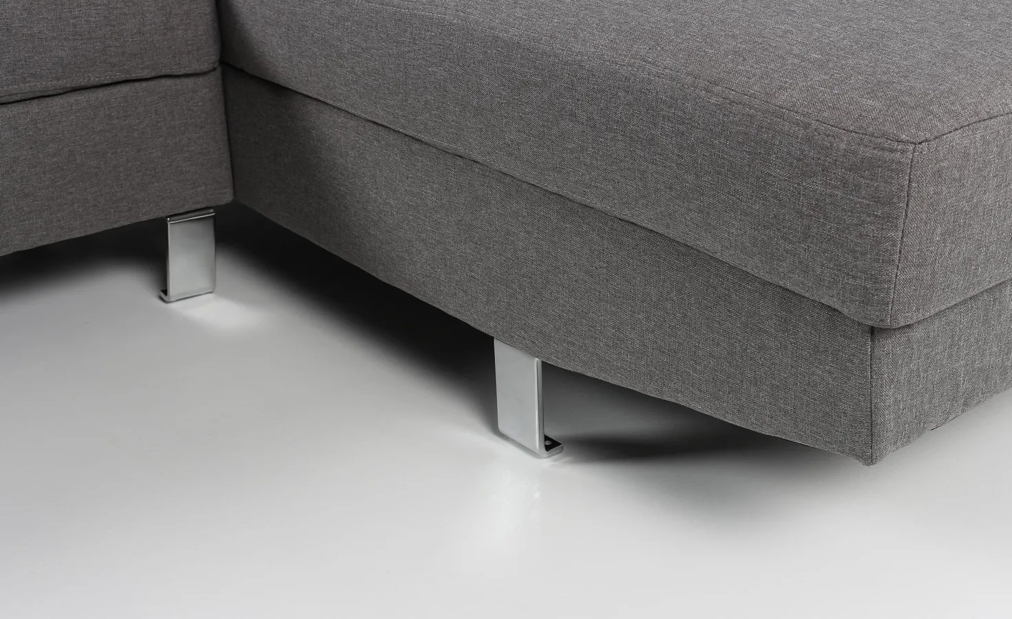 Canapé d'angle avec têtières relevables Alfa Tissu Gris