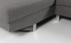 Canapé d'angle avec têtières relevables Alfa Tissu Gris
