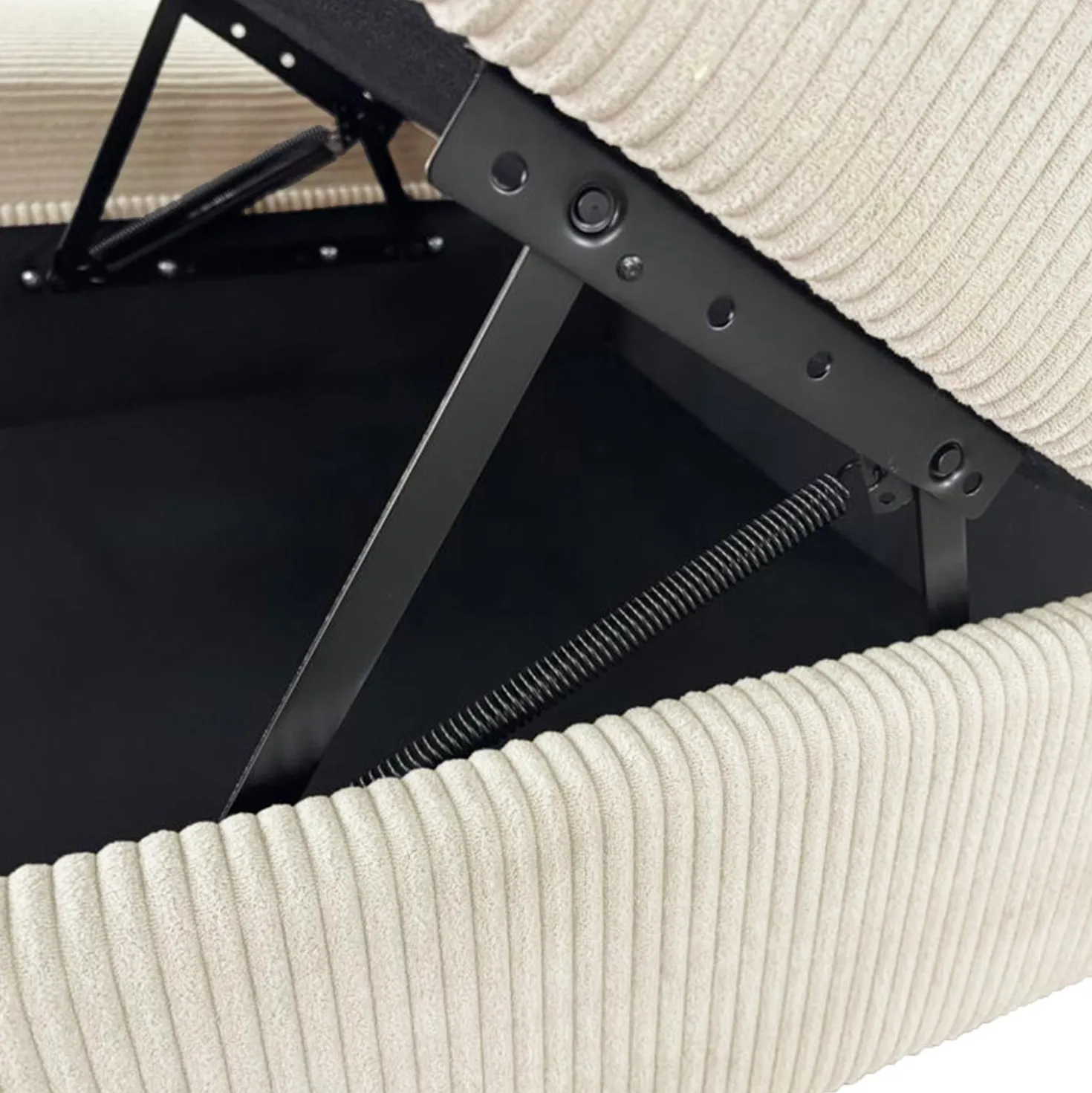 Canapé d'angle convertible Antoni avec têtières relevables angle à droite Velours côtelé Beige