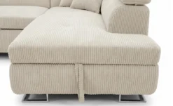 Canapé d'angle convertible Antoni avec têtières relevables angle à droite Velours côtelé Beige