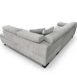 Canapé d'angle convertible Antoni avec têtières relevables angle à droite Velours côtelé Gris
