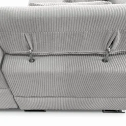 Canapé d'angle convertible Antoni avec têtières relevables angle à droite Velours côtelé Gris