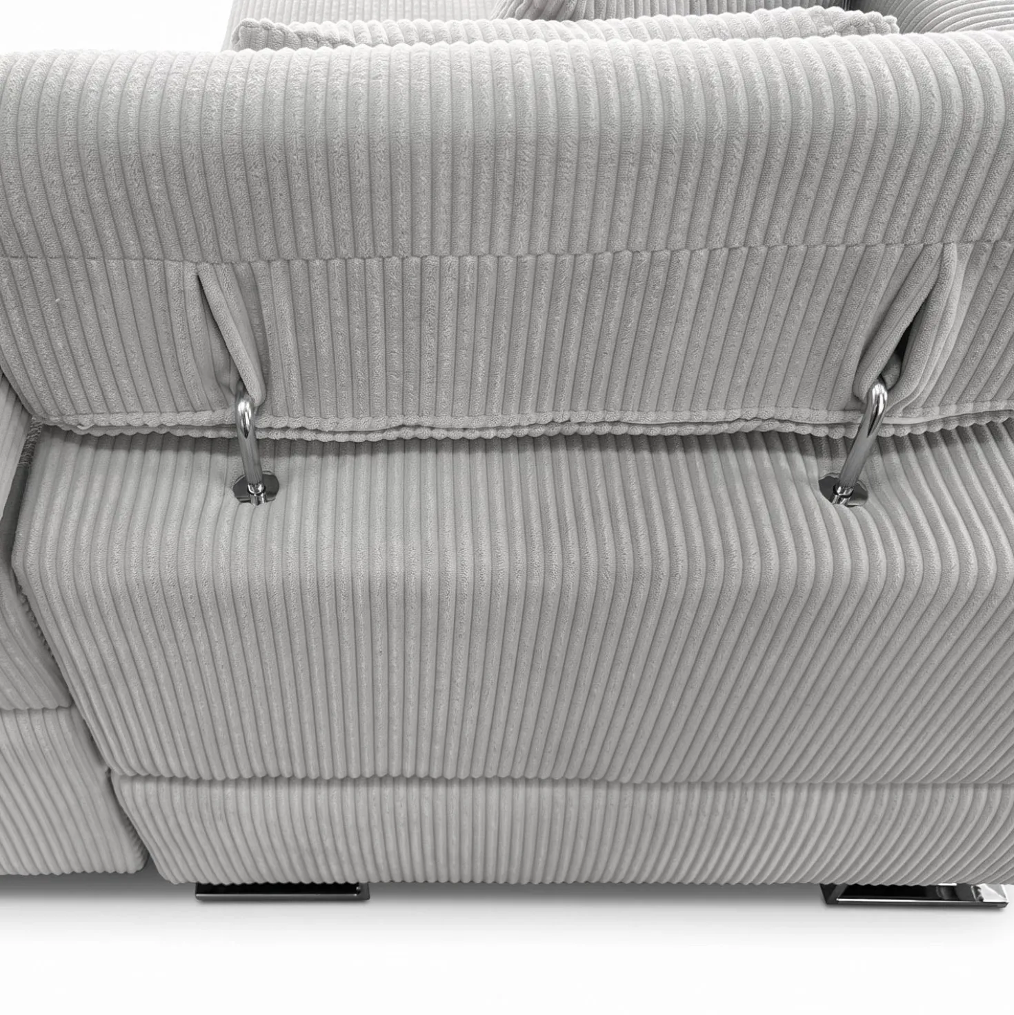 Canapé d'angle convertible Antoni avec têtières relevables angle à droite Velours côtelé Gris