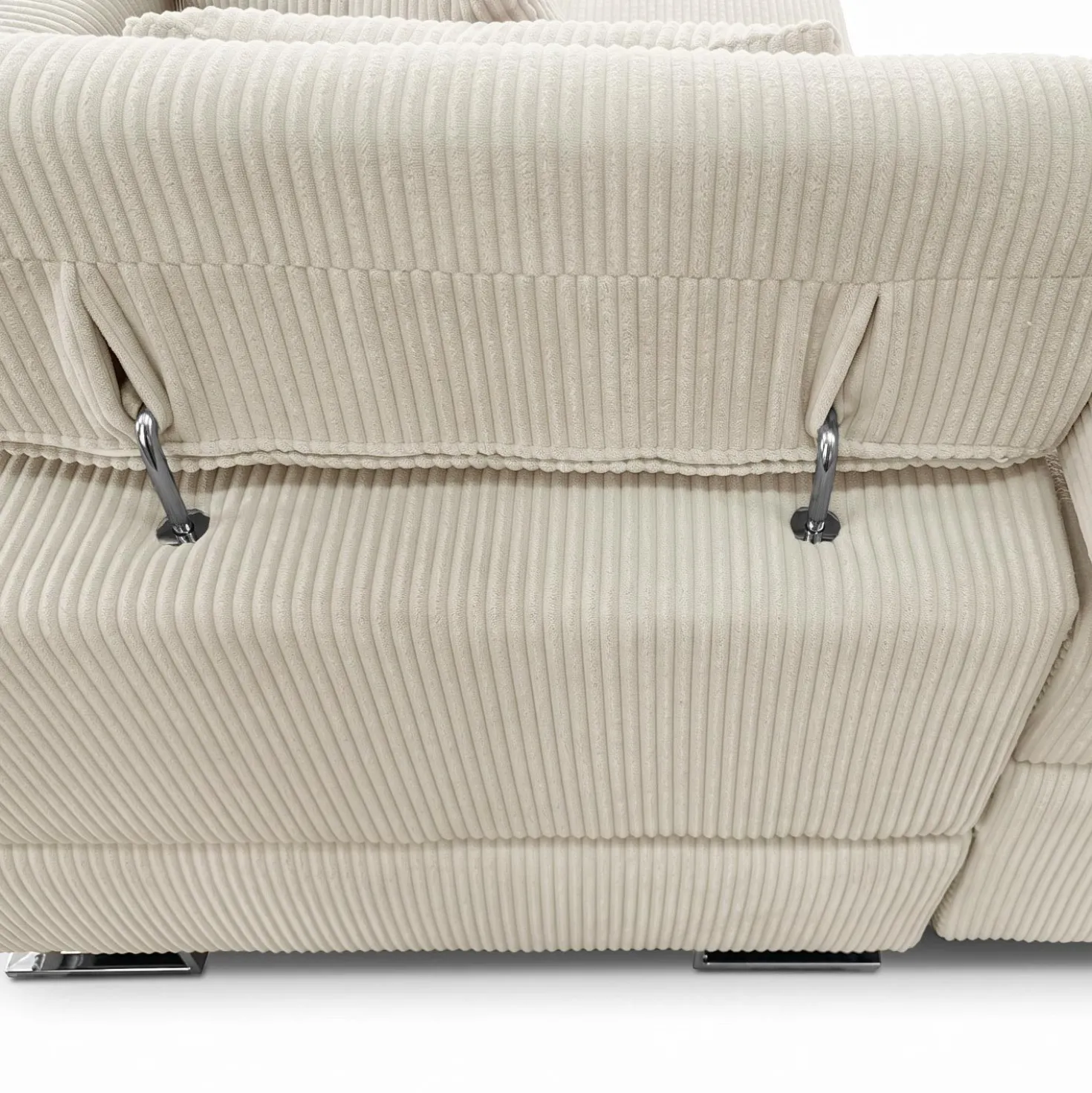 Canapé d'angle convertible Antoni avec têtières relevables angle à gauche Velours côtelé Beige
