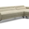 Canapé d'angle convertible avec méridienne arrondie Milord Tissu texturé taupe