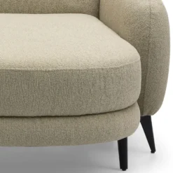 Canapé d'angle convertible avec méridienne arrondie Milord Tissu texturé taupe
