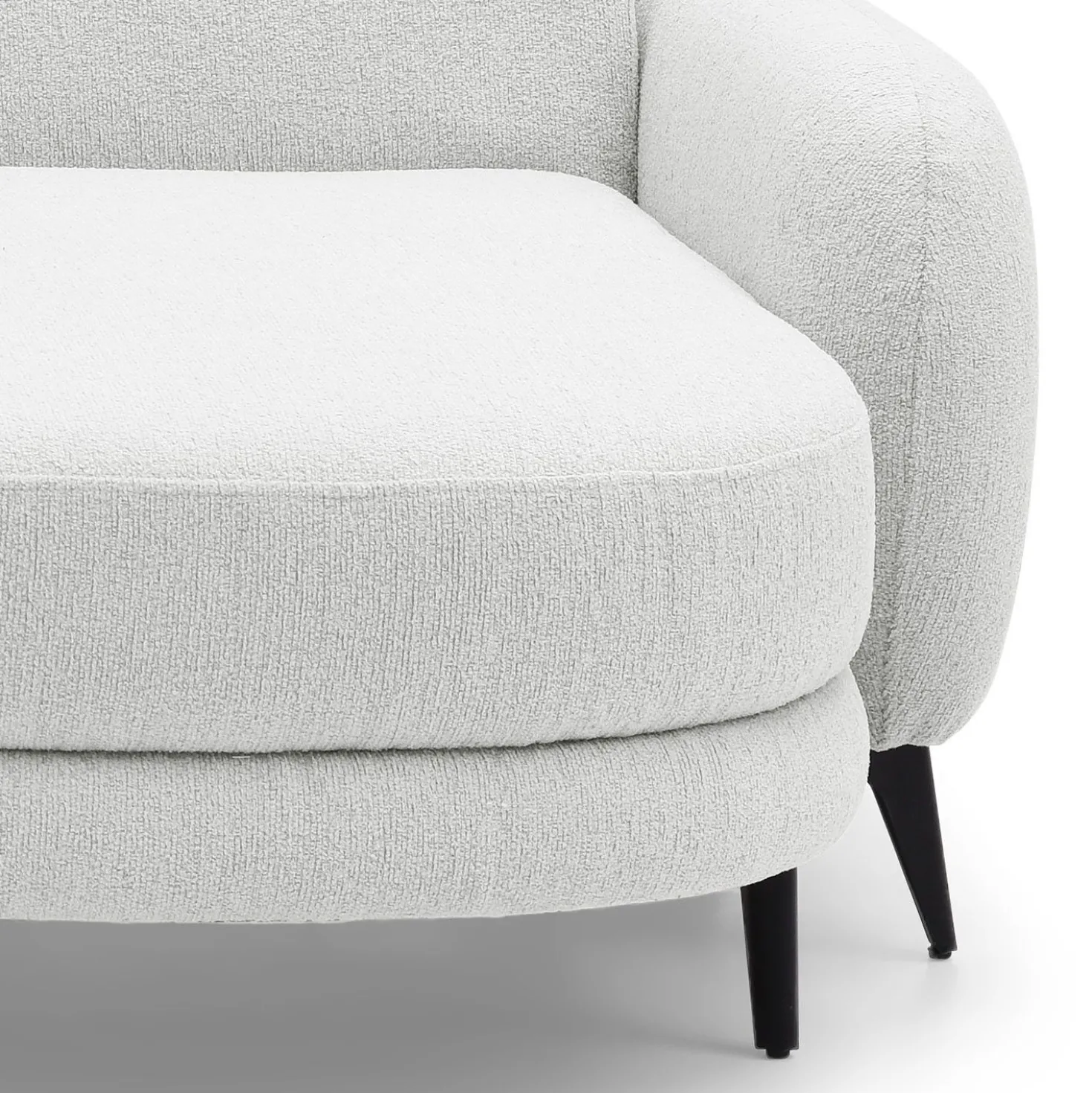 Canapé d'angle convertible avec méridienne arrondie Milord Tissu texturé Crème