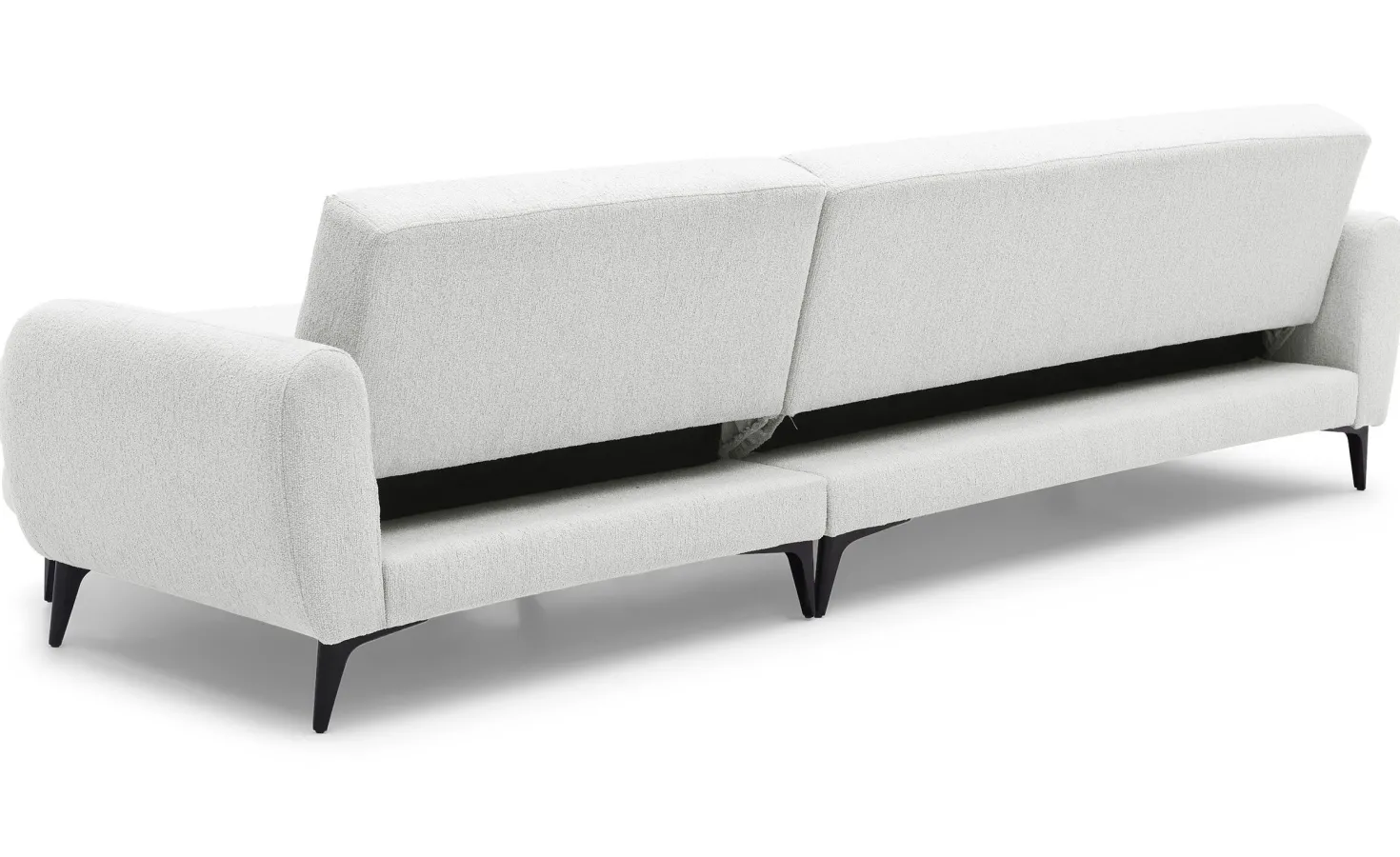 Canapé d'angle convertible avec méridienne arrondie Milord Tissu texturé Crème