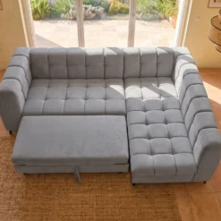 Canapé d'angle convertible Chessy Velours Gris