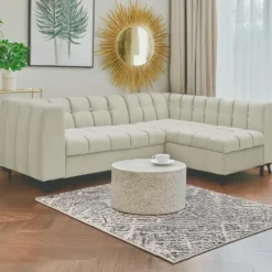 Canapé d'angle convertible Chessy Velours Beige
