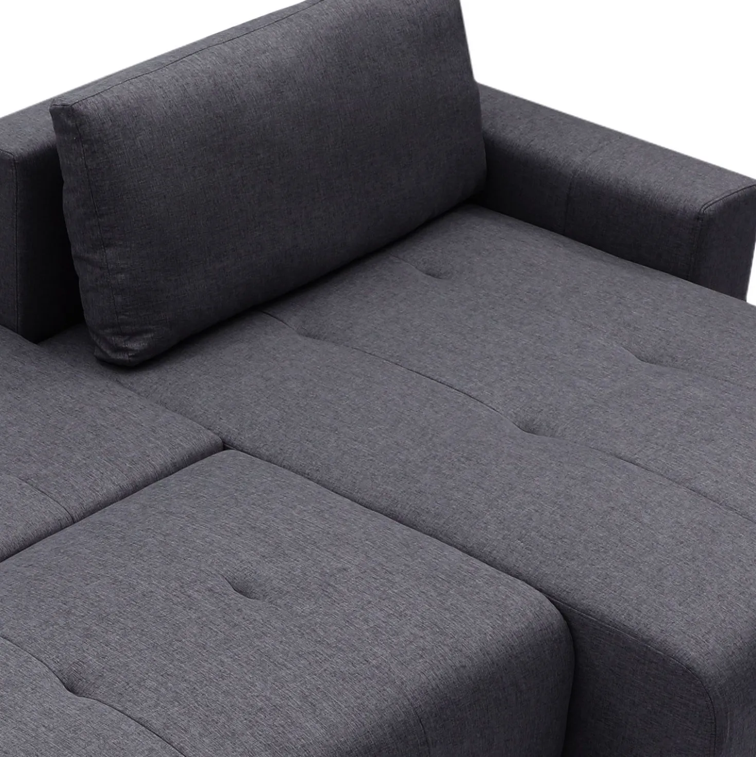Canapé d'angle convertible élégant Malone Tissu Noir