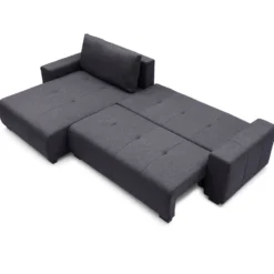 Canapé d'angle convertible élégant Malone Tissu Noir