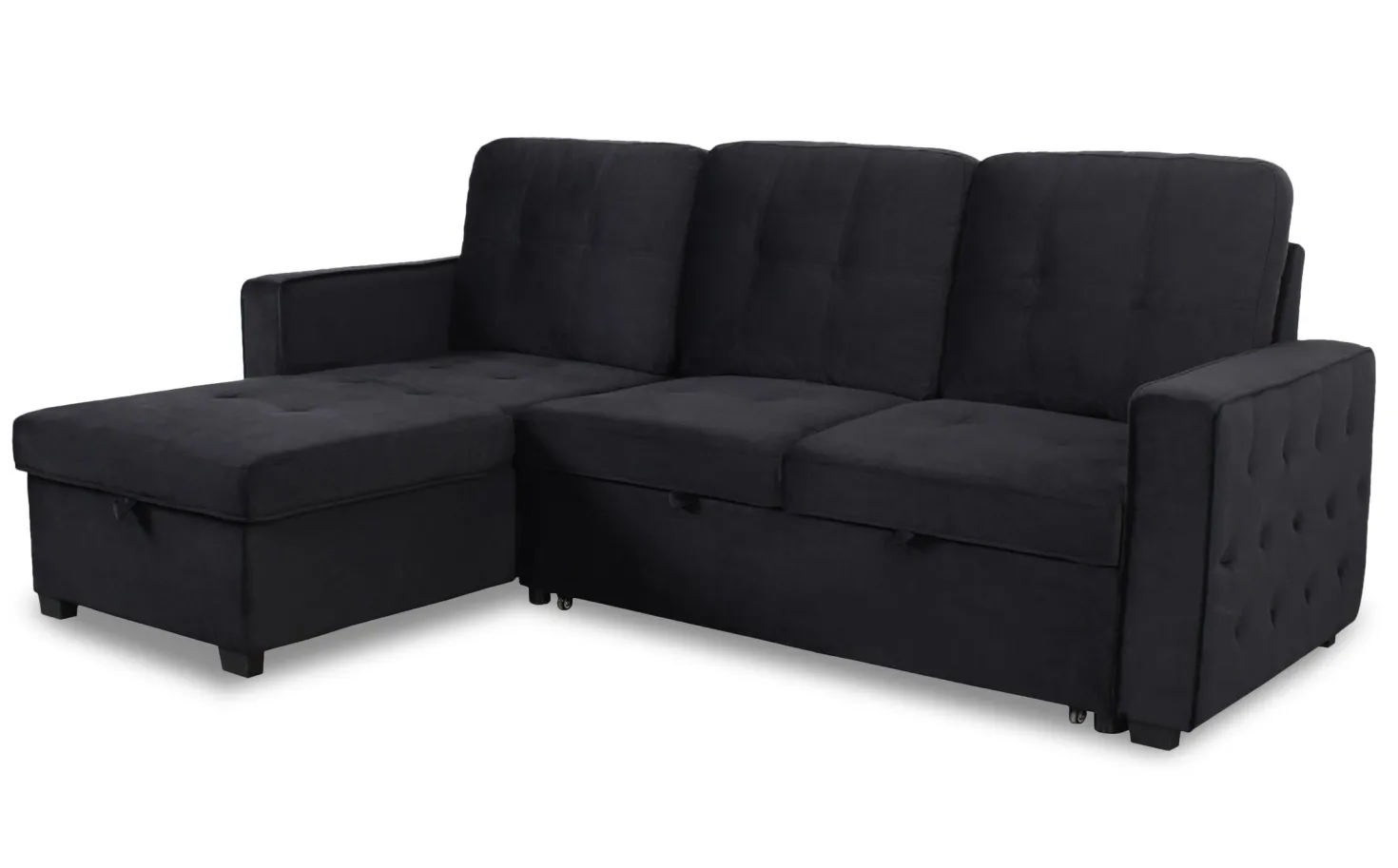 Canapé d'angle convertible moderne Delacroix Velours Noir