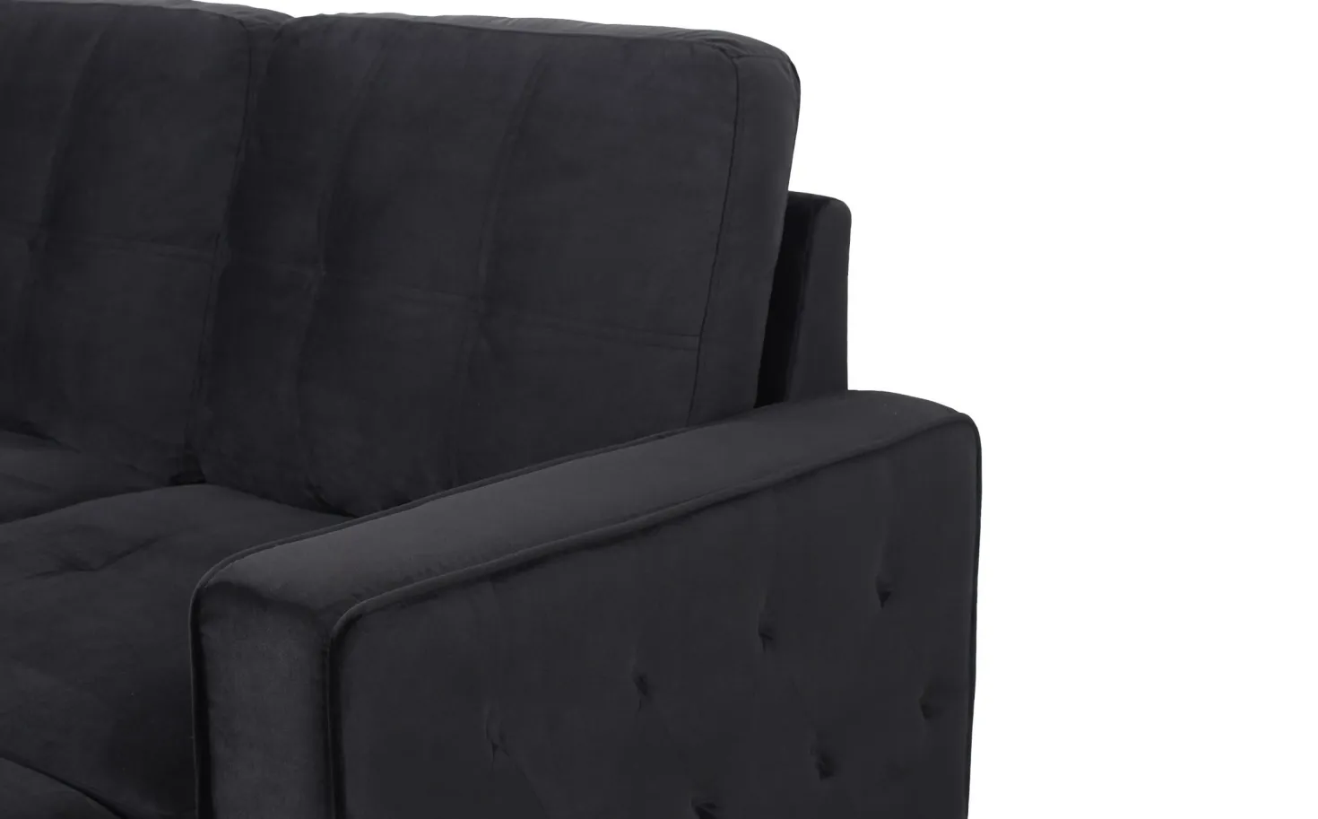 Canapé d'angle convertible moderne Delacroix Velours Noir