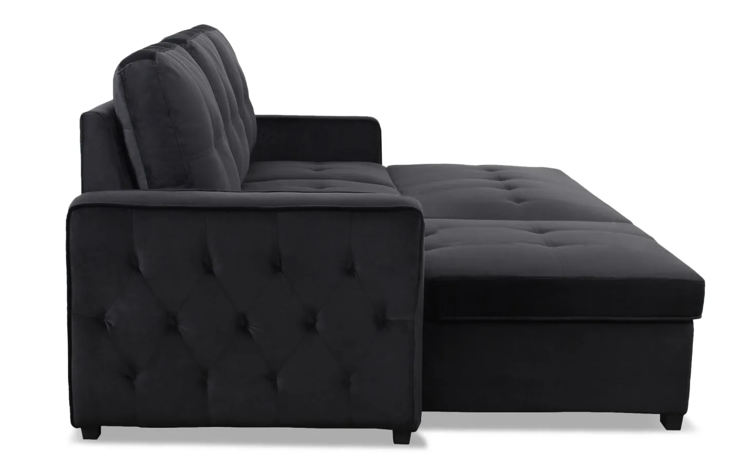 Canapé d'angle convertible moderne Delacroix Velours Noir