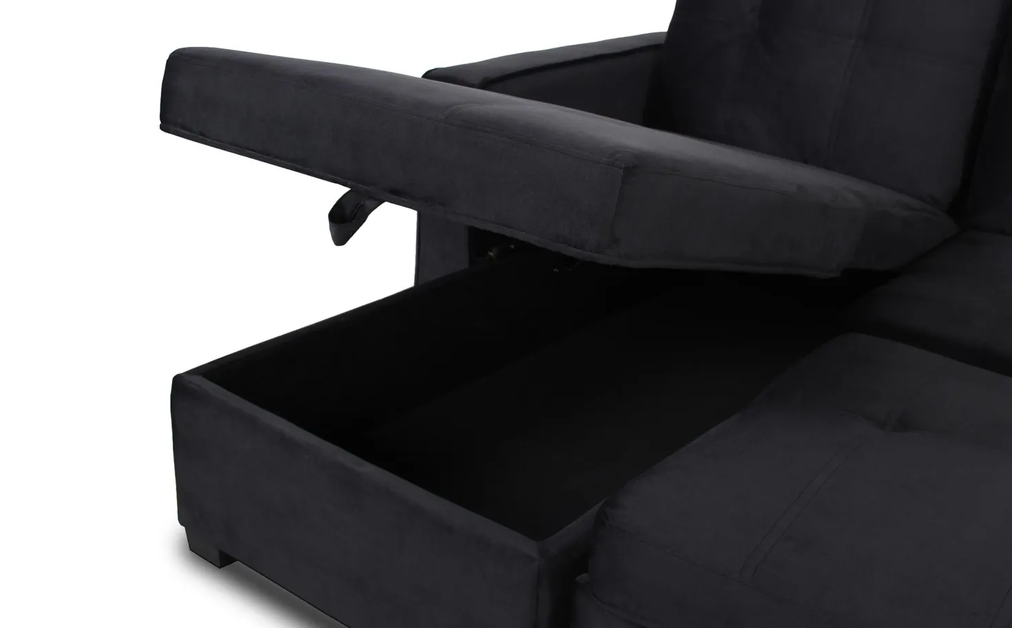 Canapé d'angle convertible moderne Delacroix Velours Noir