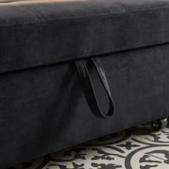 Canapé d'angle convertible moderne Delacroix Velours Noir