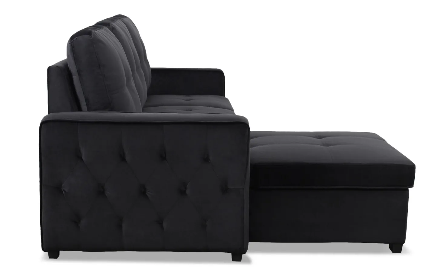 Canapé d'angle convertible moderne Delacroix Velours Noir