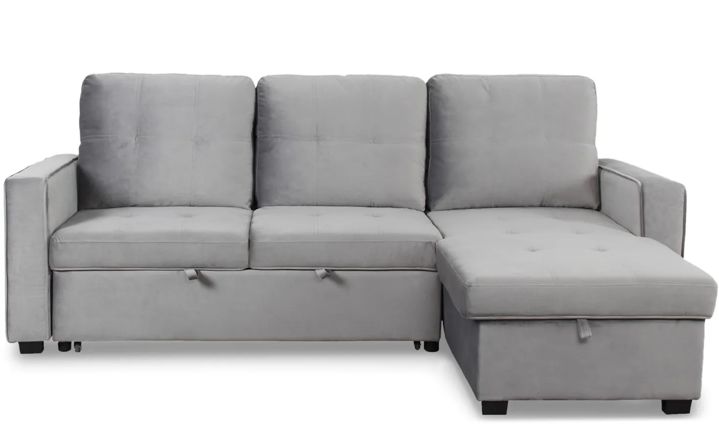 Canapé d'angle convertible moderne Delacroix Velours Argent