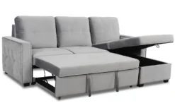 Canapé d'angle convertible moderne Delacroix Velours Argent