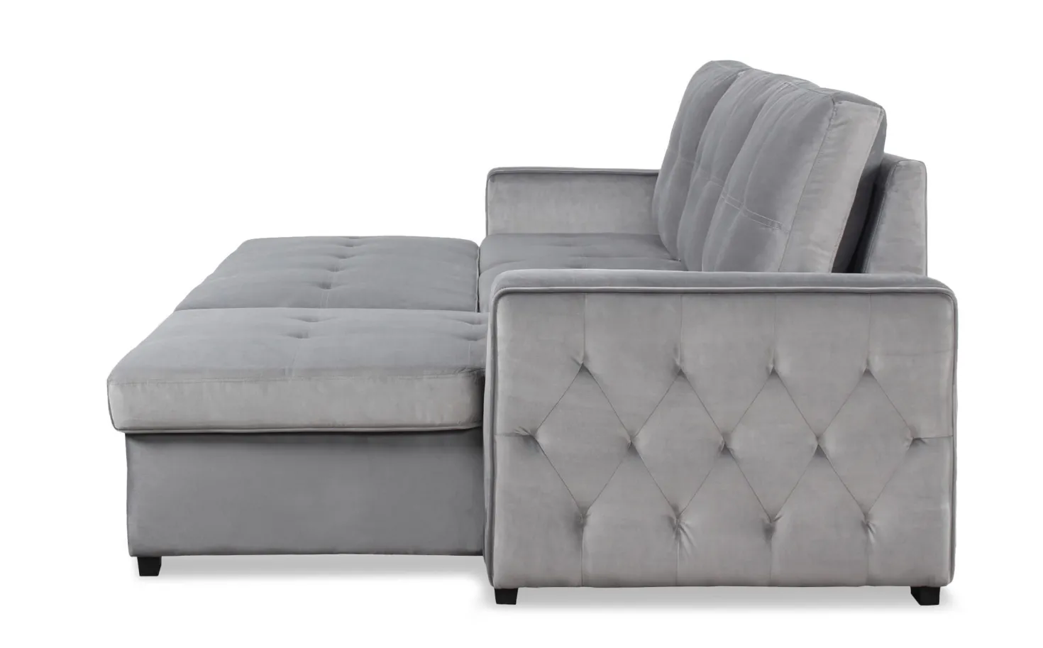 Canapé d'angle convertible moderne Delacroix Velours Argent