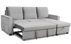 Canapé d'angle convertible moderne Delacroix Velours Argent