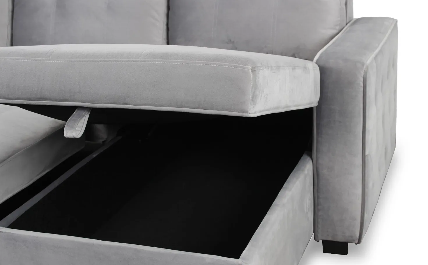 Canapé d'angle convertible moderne Delacroix Velours Argent