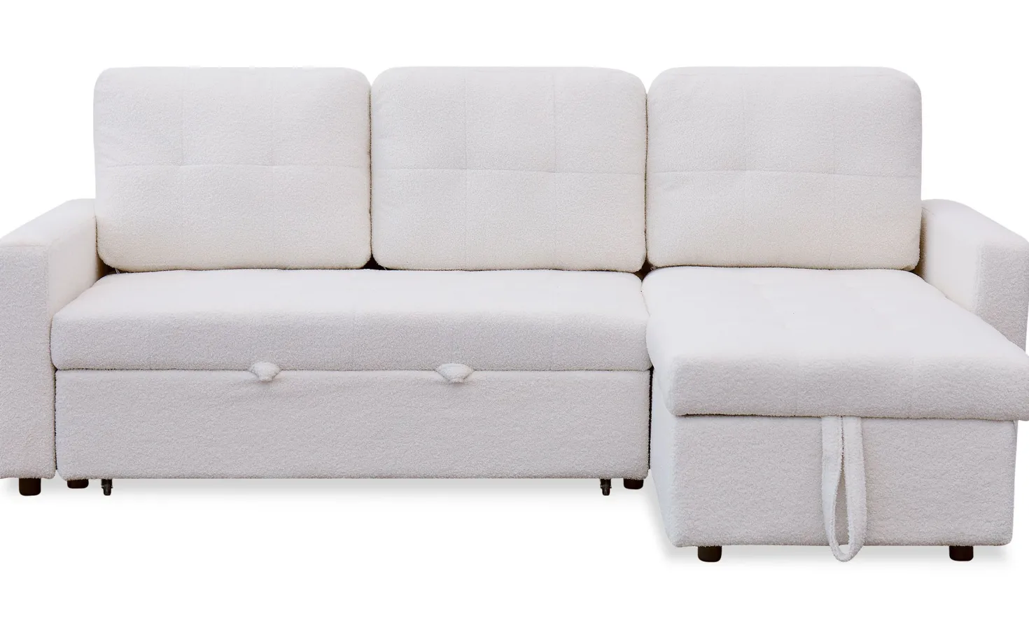 Canapé d'angle convertible Toledo Tissu Bouclette Crème