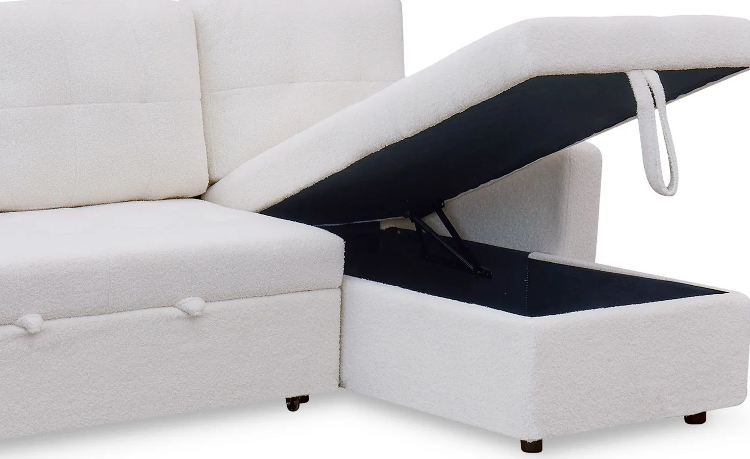 Canapé d'angle convertible Toledo Tissu Bouclette Crème