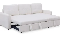 Canapé d'angle convertible Toledo Tissu Bouclette Crème