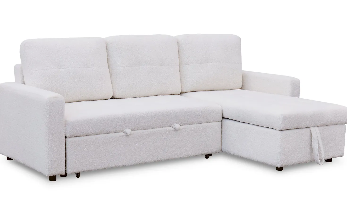 Canapé d'angle convertible Toledo Tissu Bouclette Crème