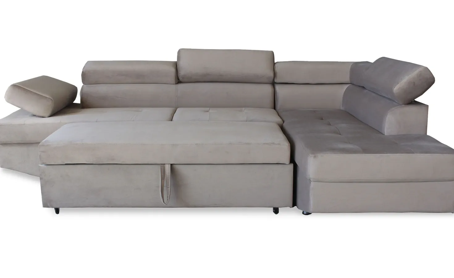 Canapé d'angle à droite moderne et convertible Lido Velours Taupe