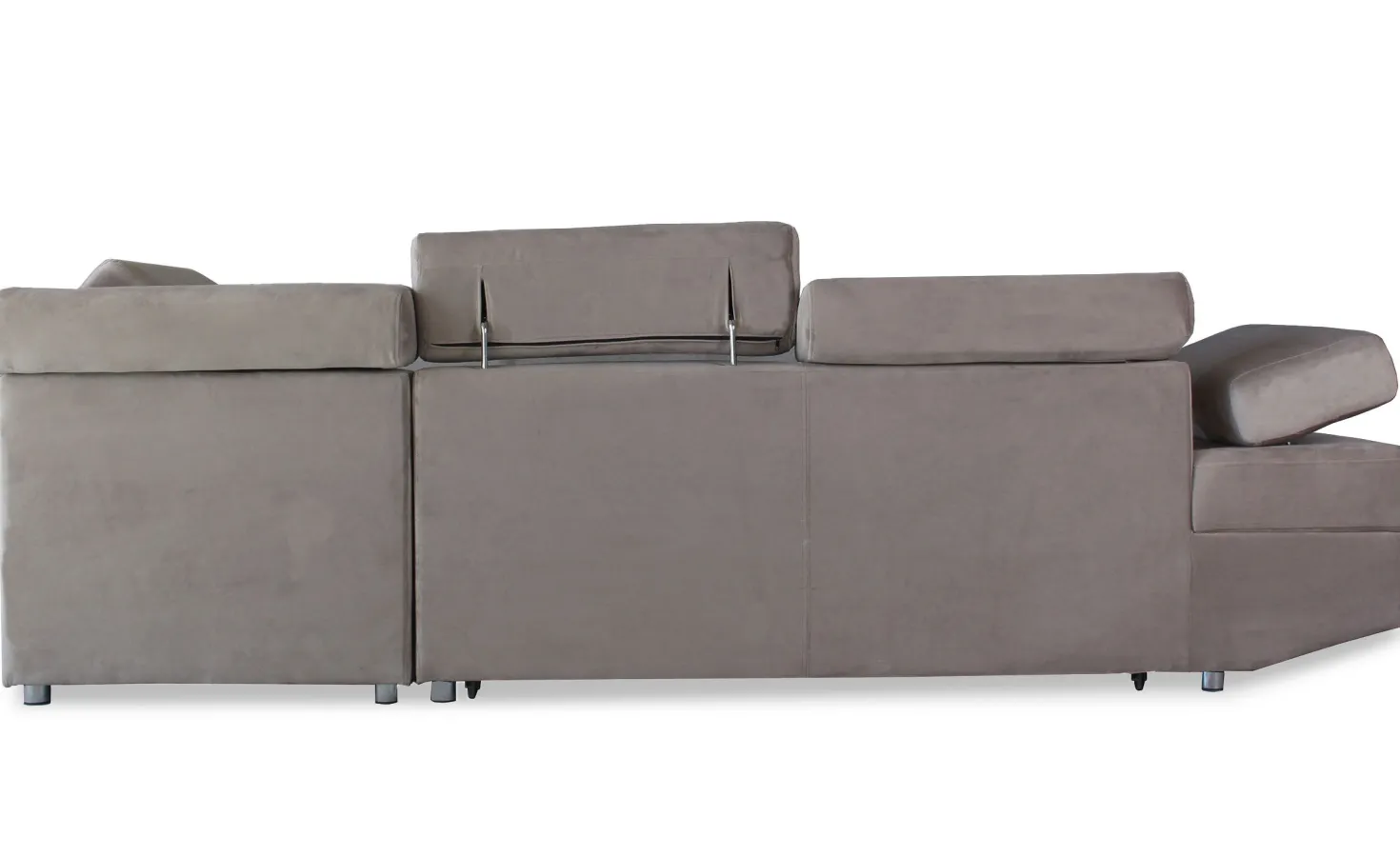 Canapé d'angle à droite moderne et convertible Lido Velours Taupe
