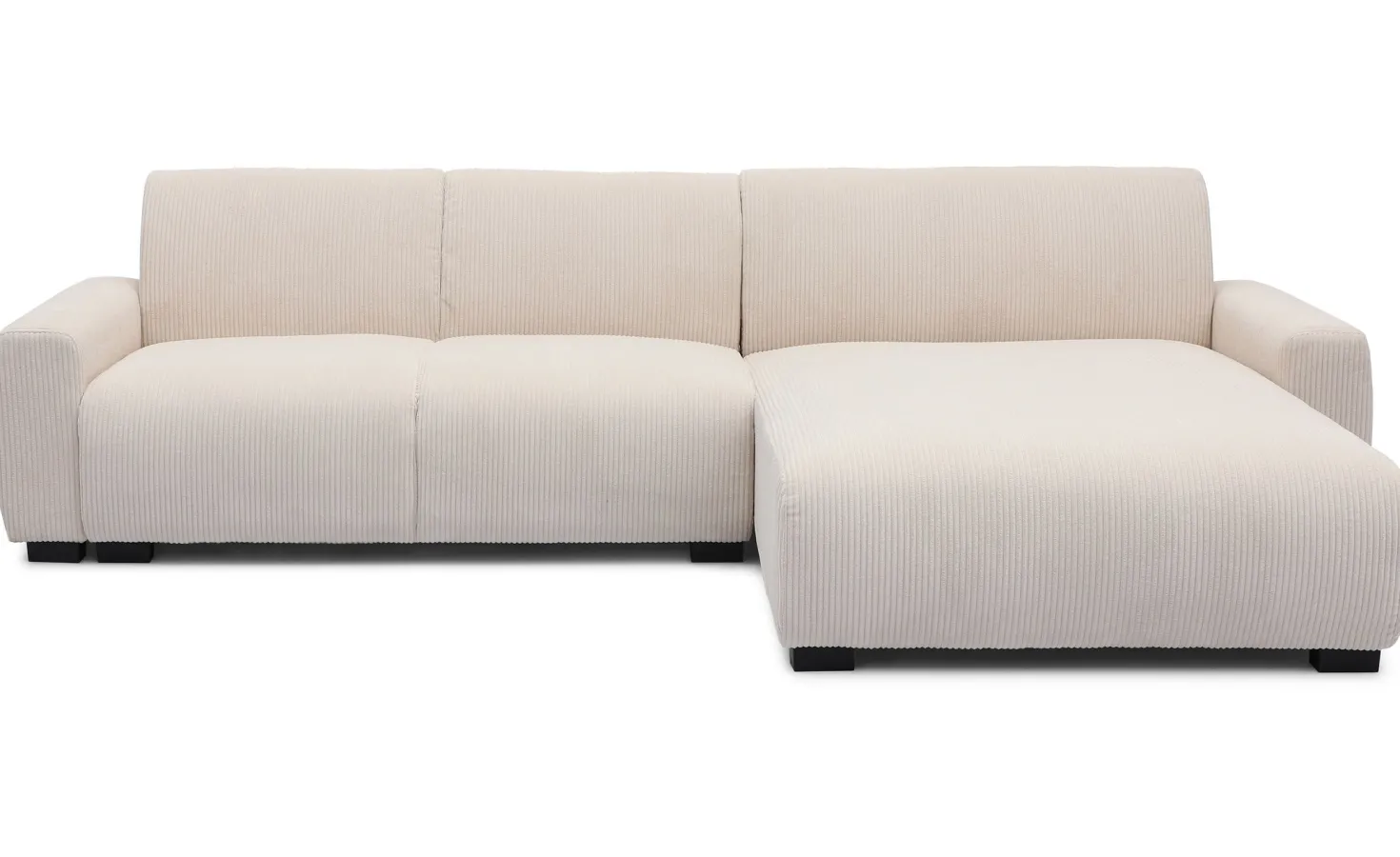 Canapé d'angle moderne 287cm Wallis Velours côtelé Crème