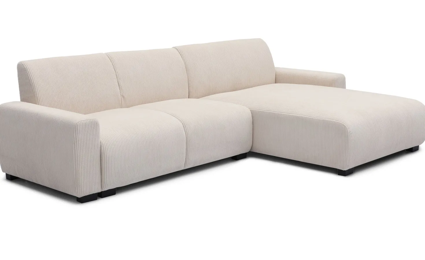 Canapé d'angle moderne 287cm Wallis Velours côtelé Crème
