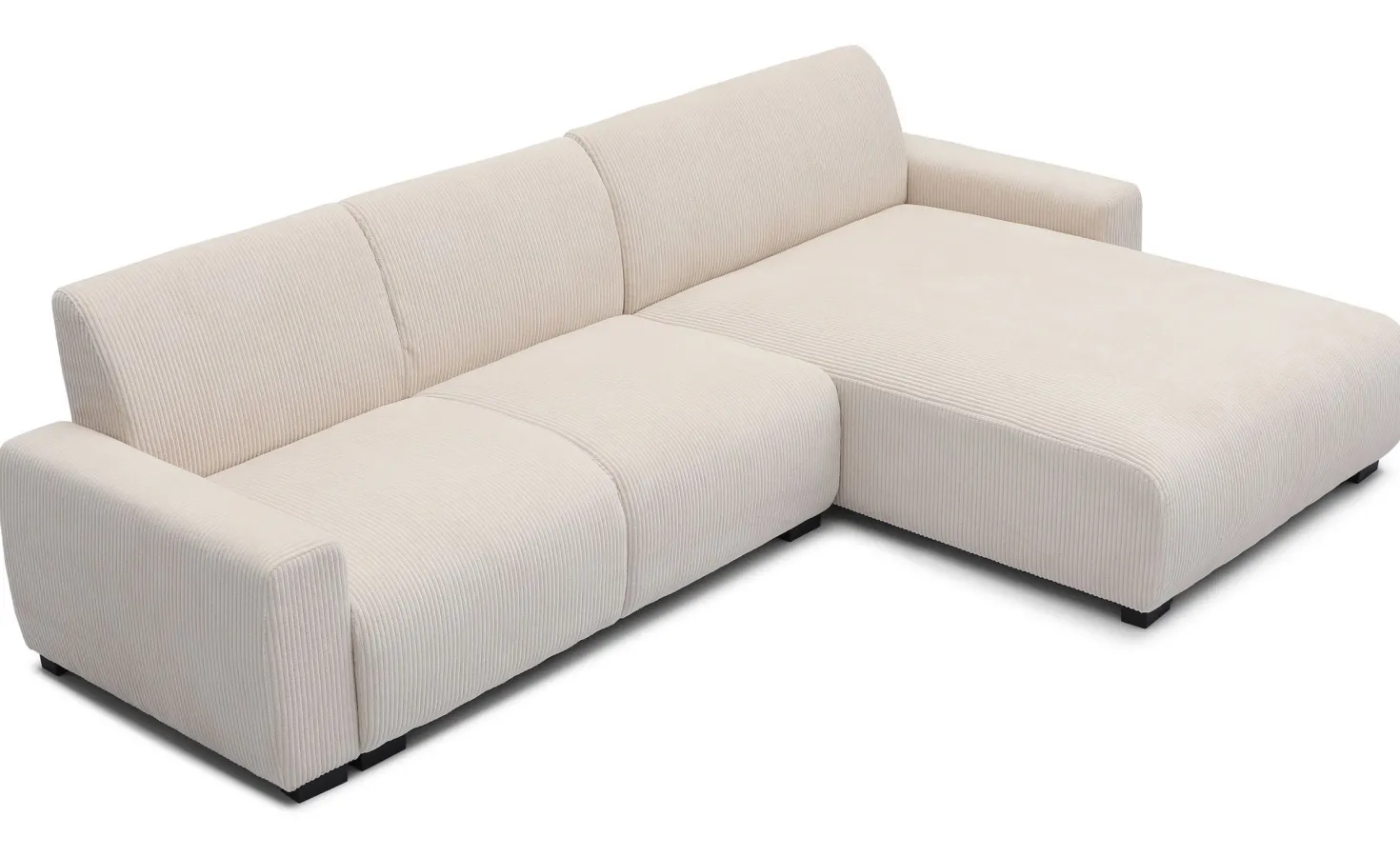 Canapé d'angle moderne 287cm Wallis Velours côtelé Crème