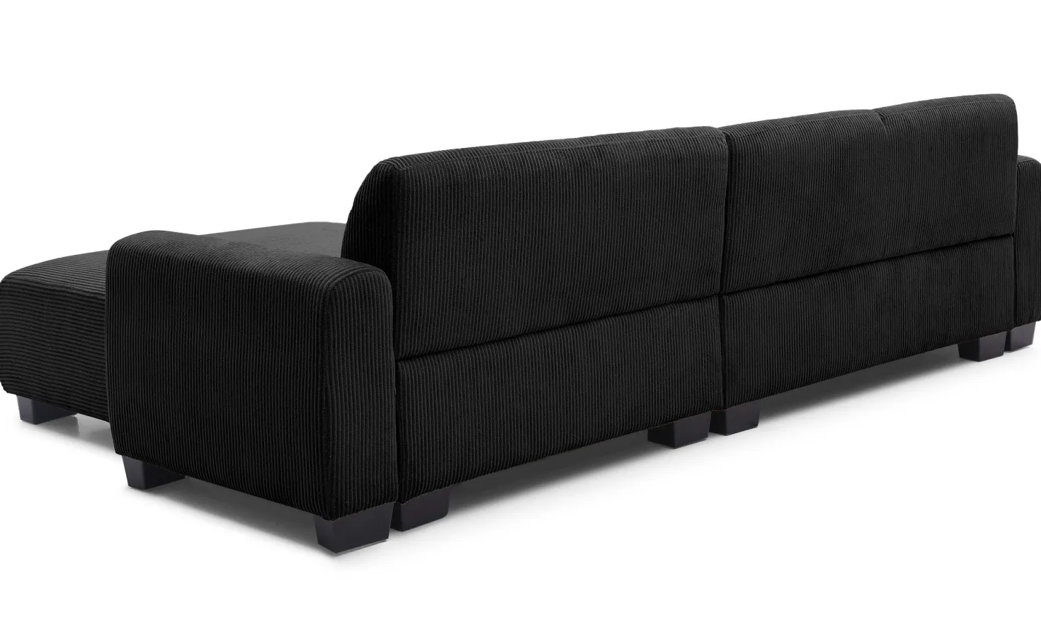 Canapé d'angle moderne 287cm Wallis Velours côtelé Noir