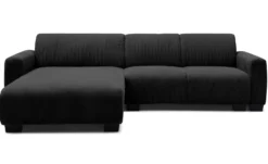 Canapé d'angle moderne 287cm Wallis Velours côtelé Noir