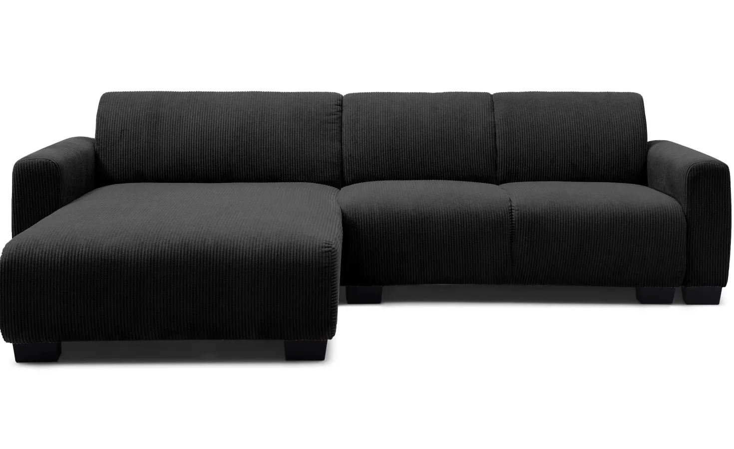 Canapé d'angle moderne 287cm Wallis Velours côtelé Noir