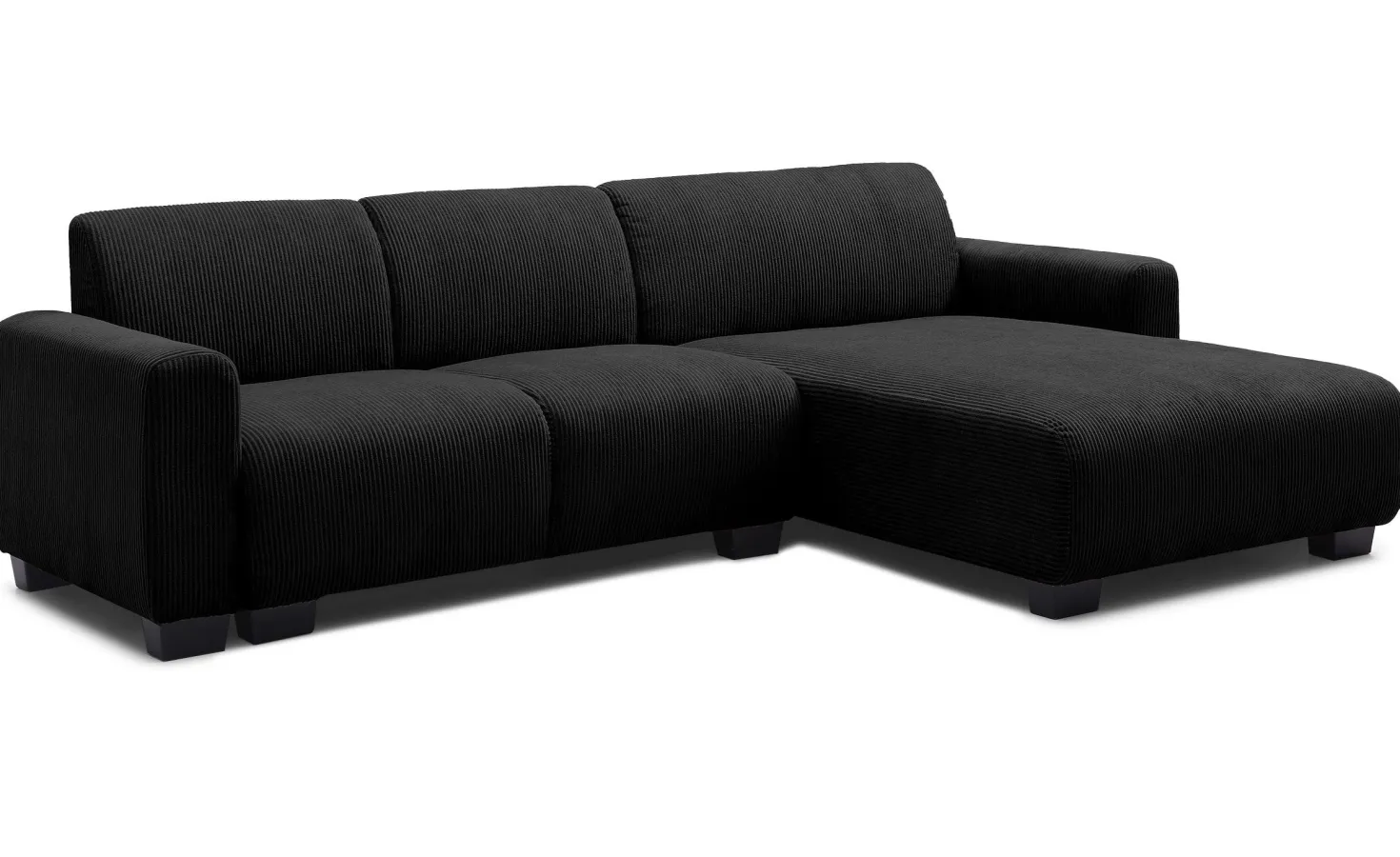 Canapé d'angle moderne 287cm Wallis Velours côtelé Noir