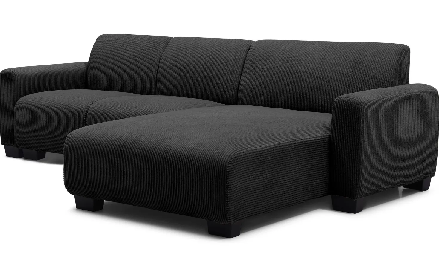 Canapé d'angle moderne 287cm Wallis Velours côtelé Noir