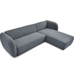 Canapé d'angle réversible moderne Larry Tissu bouclette Gris
