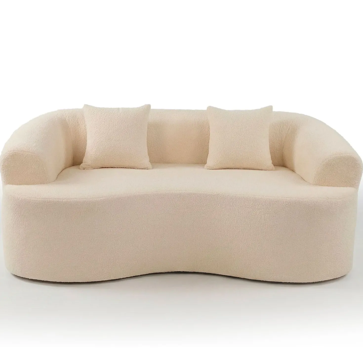 Canapé incurvé 2 places Harmonia Tissu teddy Beige