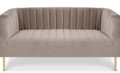 Canapé moderne 2 places à coutures verticales Sacramento Velours Taupe