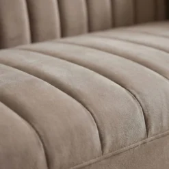 Canapé moderne 2 places à coutures verticales Sacramento Velours Taupe