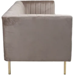 Canapé moderne 3 places à coutures verticales Sacramento Velours Taupe