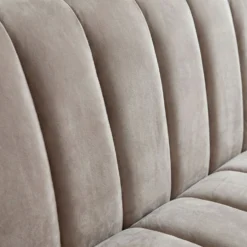 Canapé moderne 3 places à coutures verticales Sacramento Velours Taupe