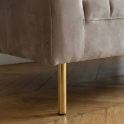 Canapé moderne 3 places à coutures verticales Sacramento Velours Taupe