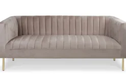Canapé moderne 3 places à coutures verticales Sacramento Velours Taupe